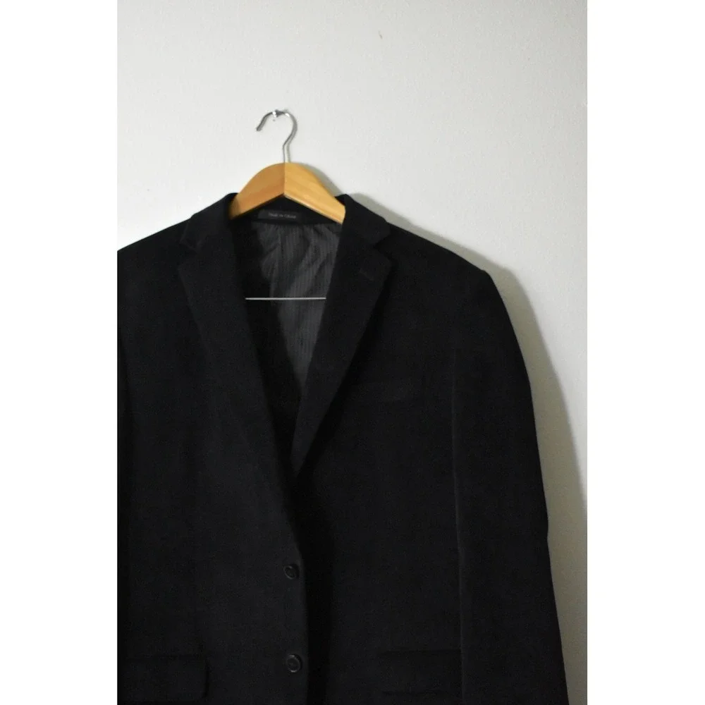 Calvin Klein Corduroy Blazer Mens 40R Black Y2K Two Button Sport Coat